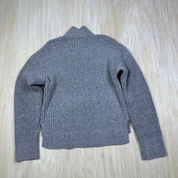 Lulus Gray Meeting Friends Ribbed Mock Neck Knit Cozy Pullover Sweater Small - Picture 11 of 14